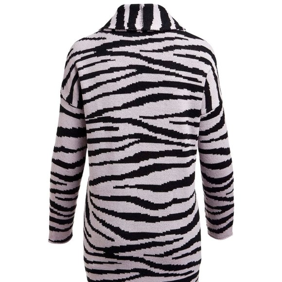 NWT Evelyn Taylor | Black & Light Purple Tiger Stripe Open Cardigan - Large - Picture 2 of 5